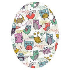 Owl Animal Bird Pattern Uv Print Acrylic Ornament Oval by Perong