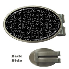 Enigmatic Demon Black And White Pattern Money Clips (oval)  by dflcprintsclothing