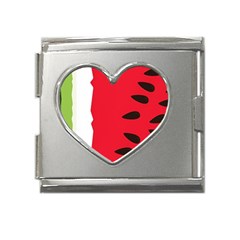 Watermelon Black Green Melon Red Mega Link Heart Italian Charm (18mm) by Cemarart