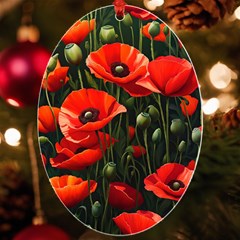 Flowers Poppies Bloom Blossom Art Uv Print Acrylic Ornament Oval by Apenda