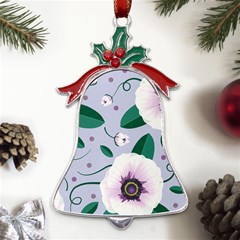 Flowers Petals Blossom Flora Metal Holly Leaf Bell Ornament by Apenda