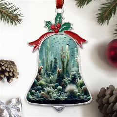 Underwater Coral Life Metal Holly Leaf Bell Ornament by Apenda