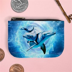 Dolphin Blue Sea Fantasy Mini Coin Purse by Maspions