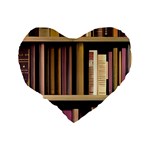 Books Bookshelves Office Fantasy Background Artwork Book Cover Apothecary Book Nook Literature Libra Standard 16  Premium Flano Heart Shape Cushions Back