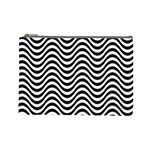 Black White Wave Pattern Wavy Water Seamless Cosmetic Bag (Large) Front