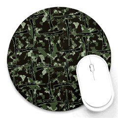 Hunting Motif Camouflage Pattern Print Bk Round Mousepad by dflcprintsclothing