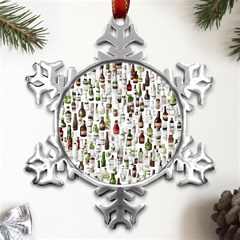 Bottle Chic Print Patterns Metal Small Snowflake Ornament by BellaVistaTshirt02