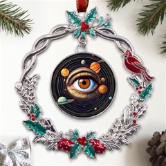 Eye Of The Universe (ai) Metal X mas Wreath Holly Leaf Ornament by dflcprintsclothing