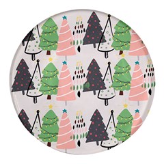 Christmas Trees Icons Round Glass Fridge Magnet (4 Pack) by Apen