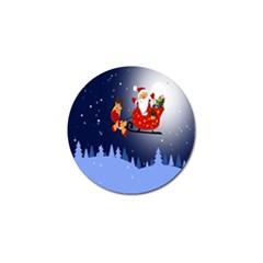 Deer Santa Claus Flying Trees Moon Night Merry Christmas Golf Ball Marker by anzea