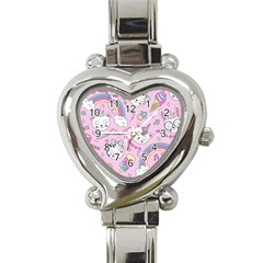 Beautiful Cute Animals Pattern Pink Heart Italian Charm Watch by Grandong