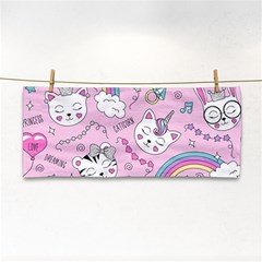 Beautiful Cute Animals Pattern Pink Hand Towel by Grandong