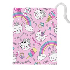 Beautiful Cute Animals Pattern Pink Drawstring Pouch (4xl) by Grandong