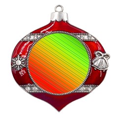 Orange Green Gradient Hunter Metal Snowflake And Bell Red Ornament by Dutashop