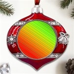 Orange Green Gradient Hunter Metal Snowflake And Bell Red Ornament Front