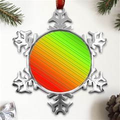 Orange Green Gradient Hunter Metal Small Snowflake Ornament by Dutashop