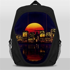 Abstract City Retro Sunset Night Backpack Bag by Bedest