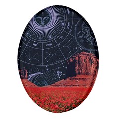 Astrology Surreal Surrealism Trippy Visual Art Oval Glass Fridge Magnet (4 Pack) by Bedest