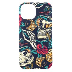 Vintage Art Tattoos Colorful Seamless Pattern Iphone 15 Black Uv Print Pc Hardshell Case by Bedest