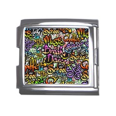 Graffiti Word Seamless Pattern Mega Link Italian Charm (18mm) by Bedest