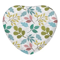 Leaf Seamless Pattern  Heart Glass Fridge Magnet (4 Pack) by Safari