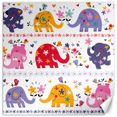 African Elephant Cute Cartoon Seamless Shading Cartoon Character Canvas 12  X 12  by Bedest