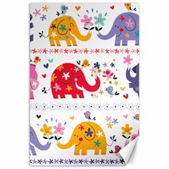 African Elephant Cute Cartoon Seamless Shading Cartoon Character Canvas 24  X 36  by Bedest