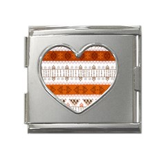 Ethnic Traditional Seamless Pattern Mega Link Heart Italian Charm (18mm) by Bedest