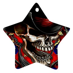 Confederate Flag Usa America United States Csa Civil War Rebel Dixie Military Poster Skull Star Ornament (two Sides) by Ket1n9