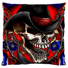 Confederate Flag Usa America United States Csa Civil War Rebel Dixie Military Poster Skull Large Cushion Case (one Side) by Ket1n9