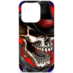 Confederate Flag Usa America United States Csa Civil War Rebel Dixie Military Poster Skull iPhone 15 Pro Black UV Print PC Hardshell Case Front