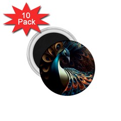 Colorful Peacock Bird Feathers 1 75  Magnets (10 Pack)  by Apen