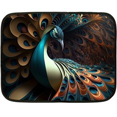 Colorful Peacock Bird Feathers Fleece Blanket (mini) by Apen