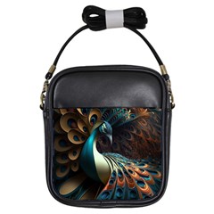 Colorful Peacock Bird Feathers Girls Sling Bag by Apen