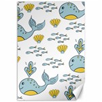 Whale Cartoon Whale Seamless Cartoon Character Animals Leaf Canvas 12  x 18  11.88 x17.36  Canvas - 1