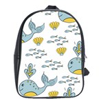 Whale Cartoon Whale Seamless Cartoon Character Animals Leaf School Bag (XL) Front