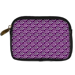 Violet White Pattern Digital Camera Leather Case by ytdream