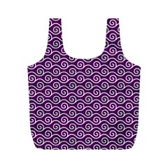 Violet White Pattern Full Print Recycle Bag (m) by ytdream