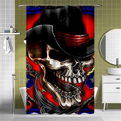 Confederate Flag Usa America United States Csa Civil War Rebel Dixie Military Poster Skull Shower Curtain 48  X 72  (small)  by Ket1n9