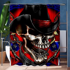 Confederate Flag Usa America United States Csa Civil War Rebel Dixie Military Poster Skull Shower Curtain 60  X 72  (medium)  by Ket1n9