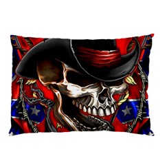 Confederate Flag Usa America United States Csa Civil War Rebel Dixie Military Poster Skull Pillow Case (two Sides) by Ket1n9