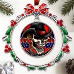 Confederate Flag Usa America United States Csa Civil War Rebel Dixie Military Poster Skull Metal X mas Wreath Ribbon Ornament Front