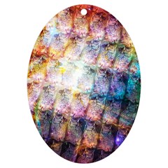 Cosmic Owls Pattern Uv Print Acrylic Ornament Oval by ExtraAwesomeSauce