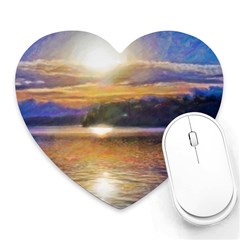 Serene Sunset Over Water Heart Mousepad by ExtraAwesomeSauce