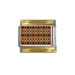 Colorful Geometric Pattern Design Gold Trim Italian Charm (9mm) Front