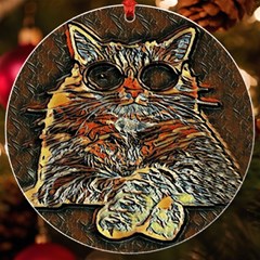 Cats Are Cooler Cat In Glasses Uv Print Acrylic Ornament Round by ConteMonfrey