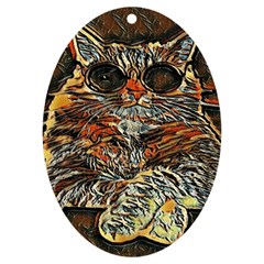 Cats Are Cooler Cat In Glasses Uv Print Acrylic Ornament Oval by ConteMonfrey