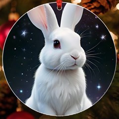 White Bunny Uv Print Acrylic Ornament Round by AIDreaming