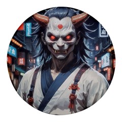 Demon Samurai Round Glass Fridge Magnet (4 Pack) by AwesomeSauce