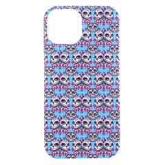 Colorful Sugar Skull Cat Pattern Iphone 15 Plus Black Uv Print Pc Hardshell Case by ExtraAwesomeSauce